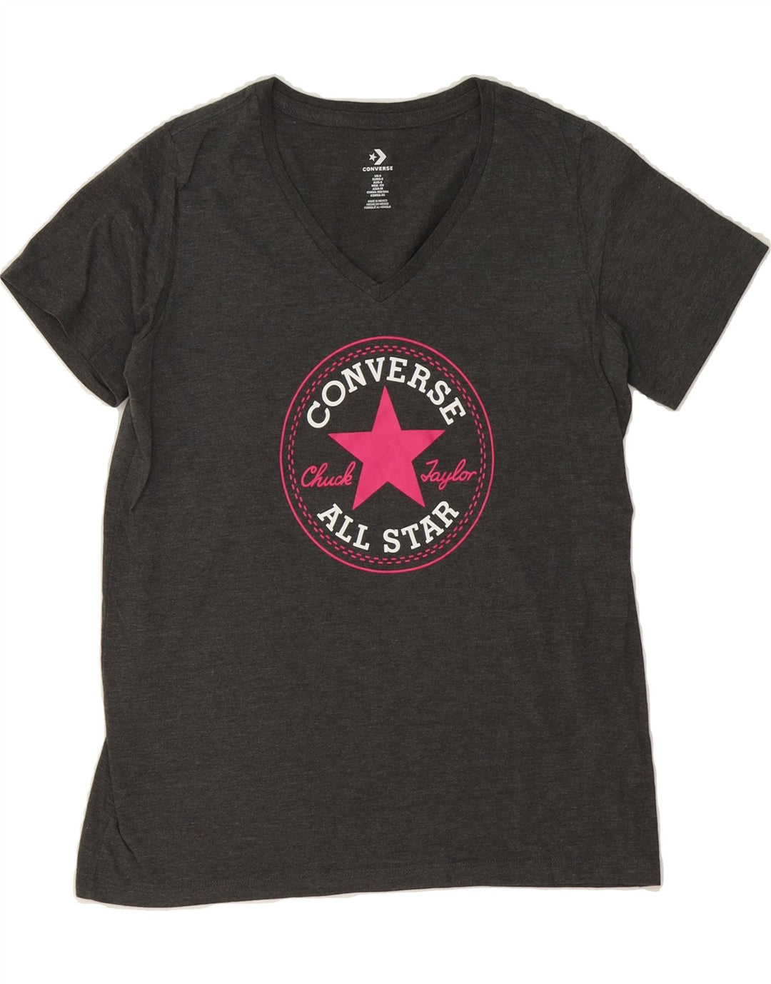 CONVERSE Womens Graphic T-Shirt Top UK 10 Small Grey Cotton Vintage Converse and Second-Hand Converse from Messina Hembry 