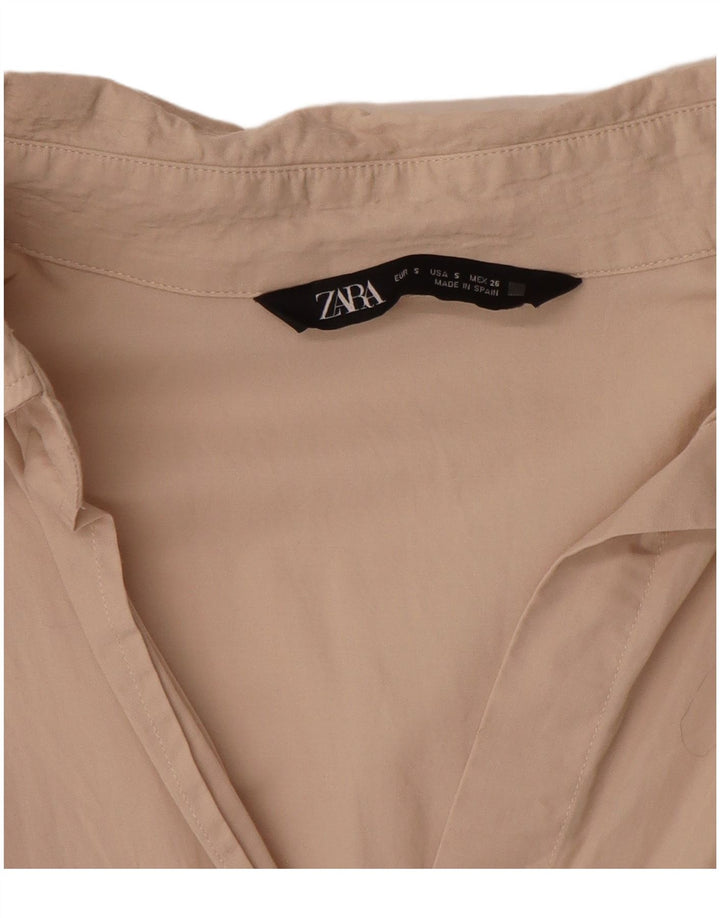 Zara Mujer Camisa Extragrande UK 10 Small Beige