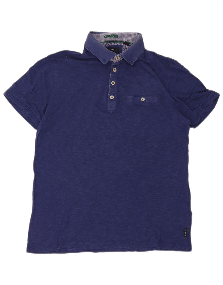 Ted Baker Polo para hombre talla 3 mediano algodón azul marino