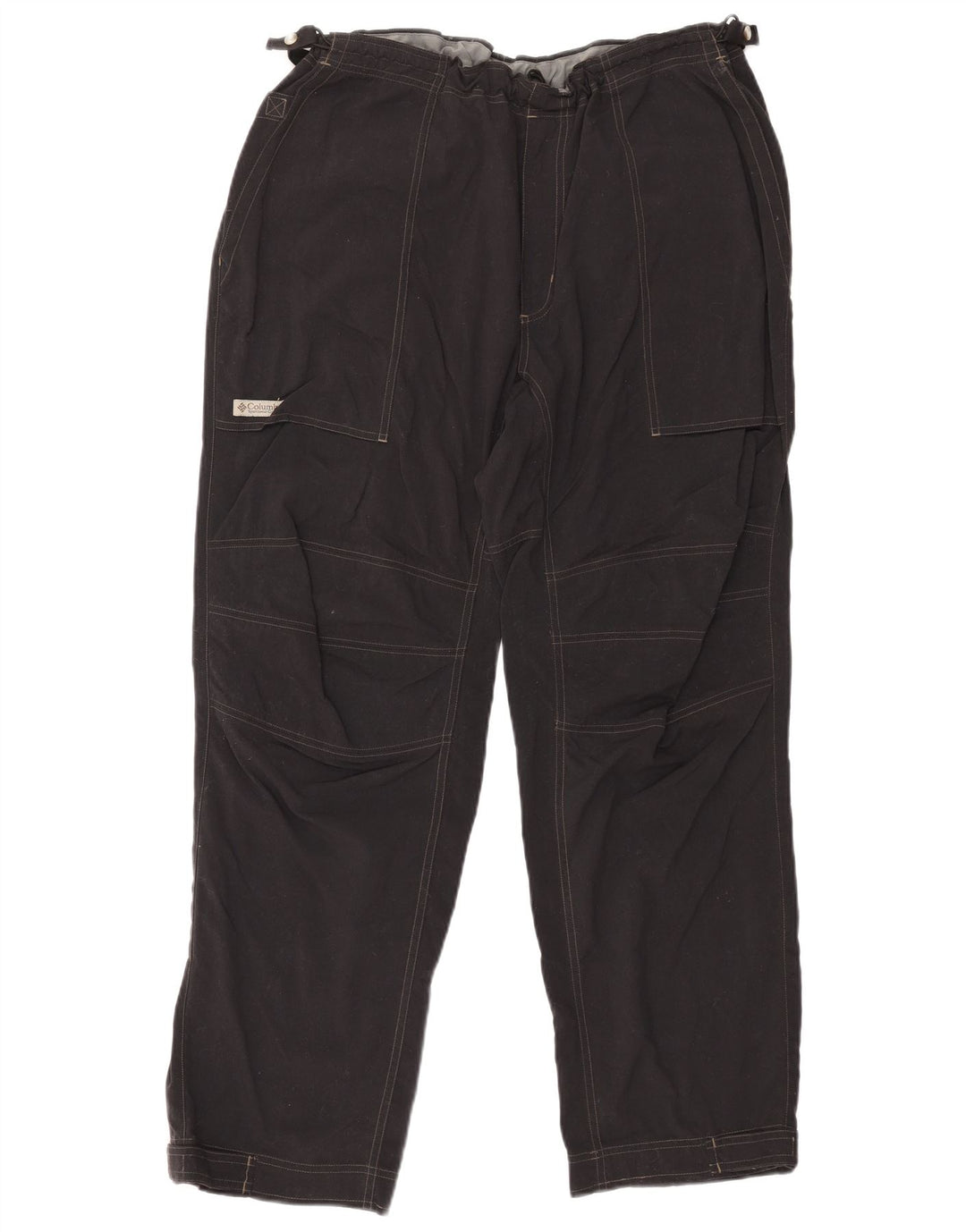 Pantalón cortavientos COLUMBIA para hombre, talla grande, nailon negro