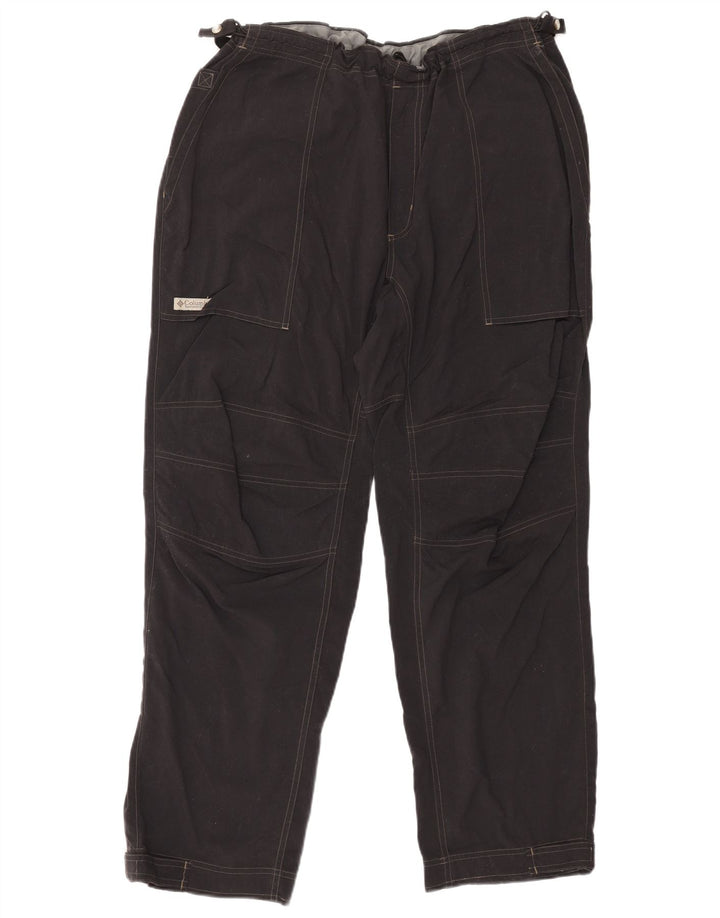 Pantalón cortavientos COLUMBIA para hombre, talla grande, nailon negro