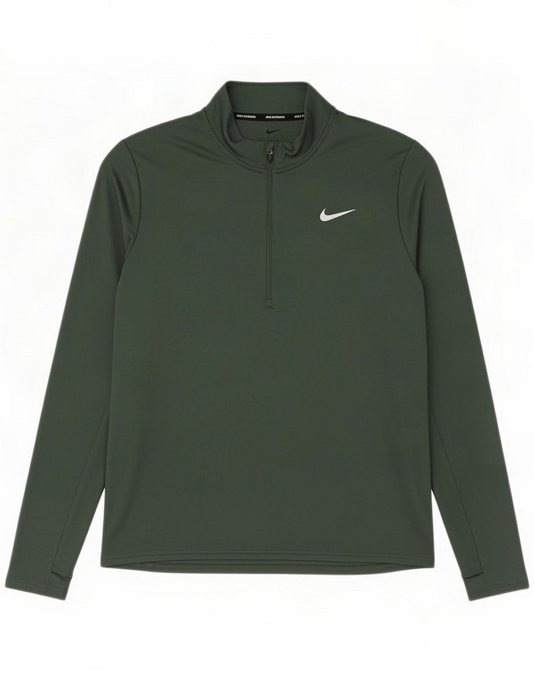 Top de chándal Nike Dri Fit con cuello y cremallera para hombre, poliéster verde grande