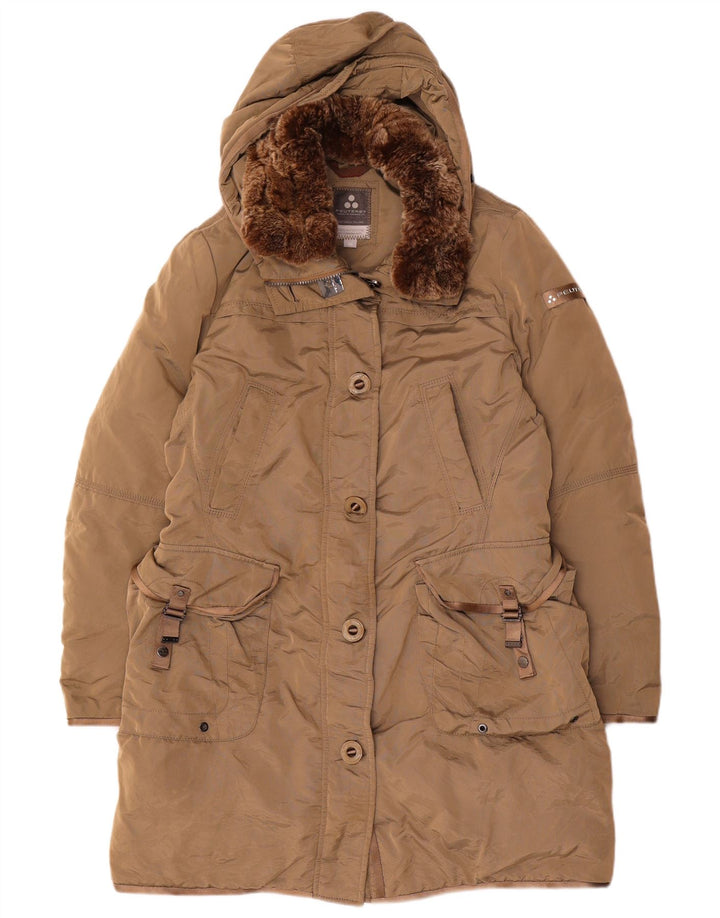 PEUTEREY Abrigo acolchado con capucha para mujer IT 48 XL Poliamida beige