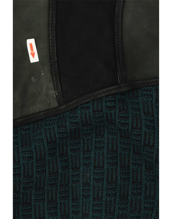 Chaqueta de cuero vintage para hombre EU 52 XL Bloque de color verde