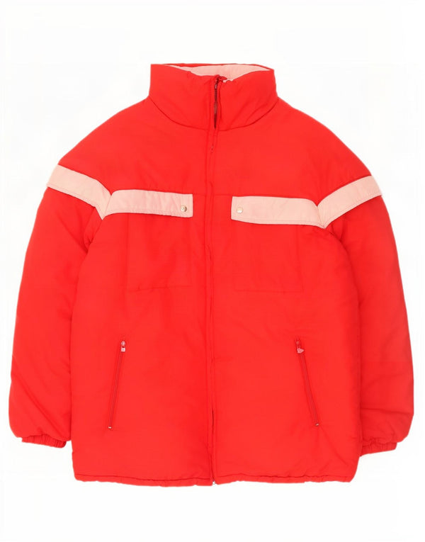 Chaqueta acolchada con capucha vintage para hombre IT 52 XL Poliamida color block rojo