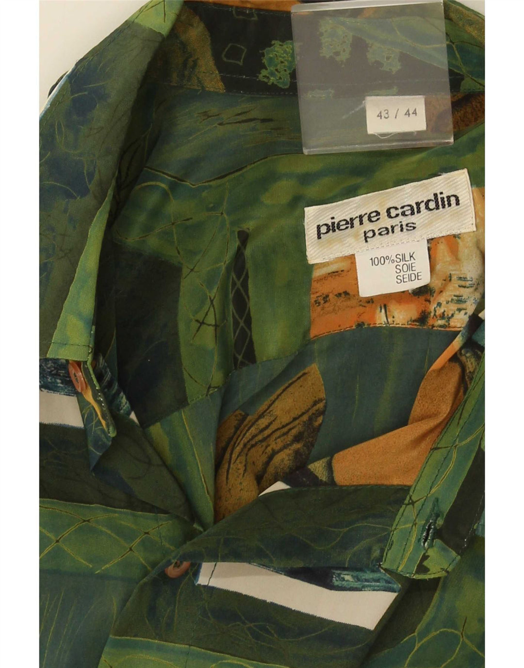 Camisa Pierre Cardin para hombre con estampado abstracto, talla 43/44, grande, multicolor