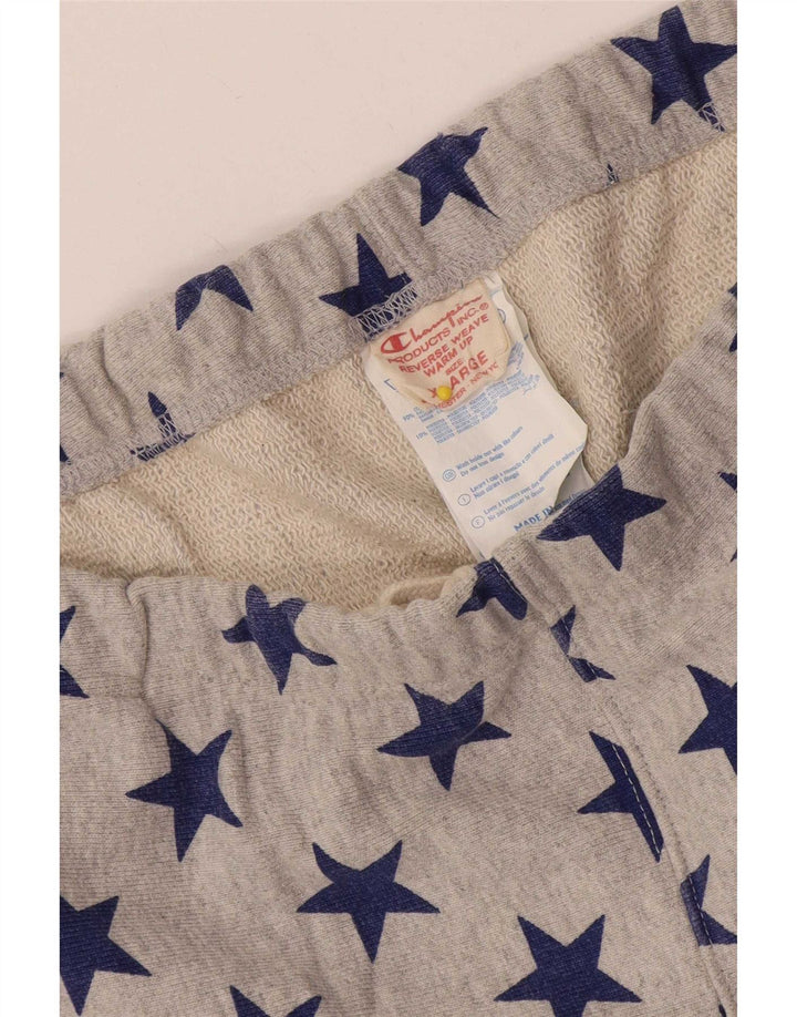 Champion Pantalones cortos deportivos con estampado abstracto para hombre XL Algodón gris