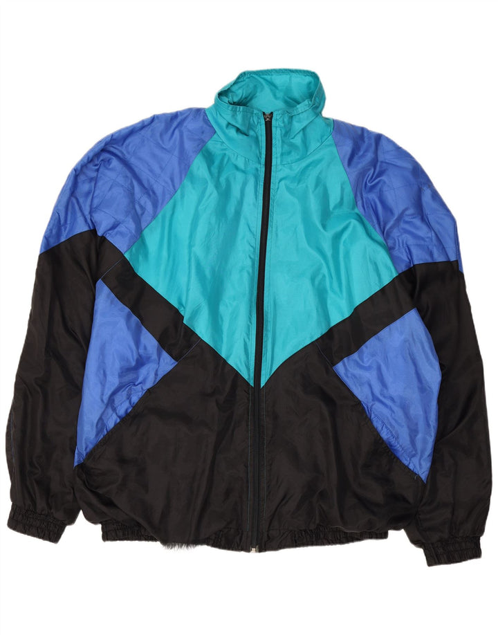 Vintage hombres chándal top chaqueta Reino Unido 42/44 gran bloque de color multicolor