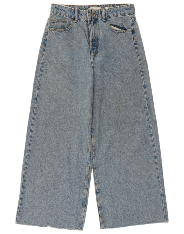 Zara Vaqueros de pierna ancha y cintura alta para mujer EU 36 XS W26 L25 Algodón azul