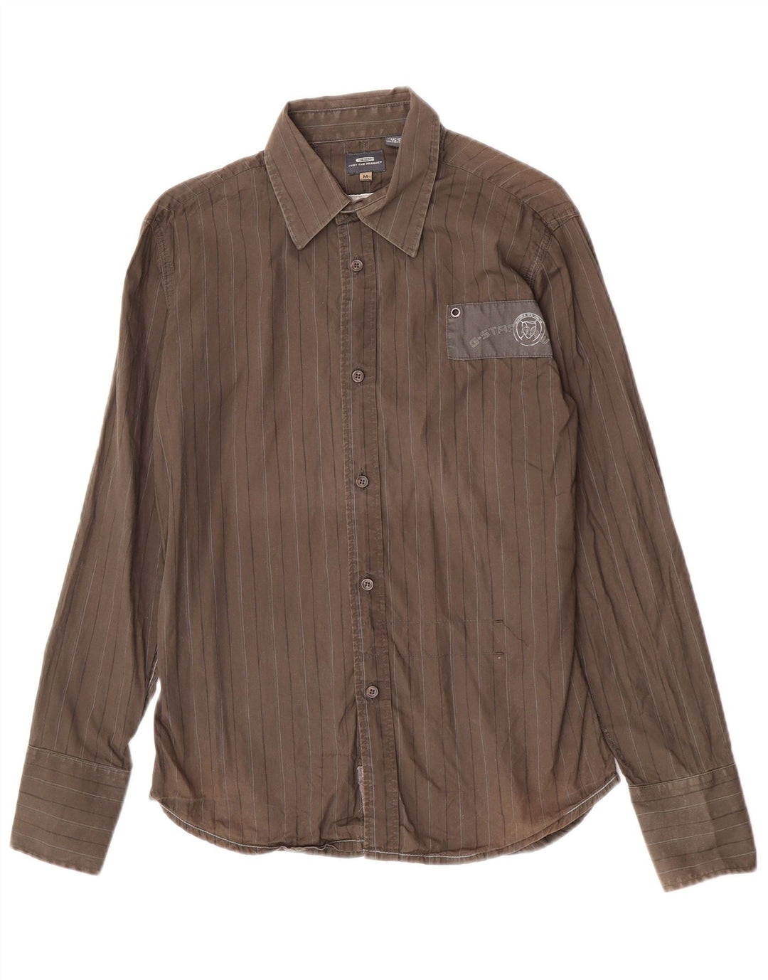Camisa G-Star Hombre De Algodón A Rayas Caqui Medio
