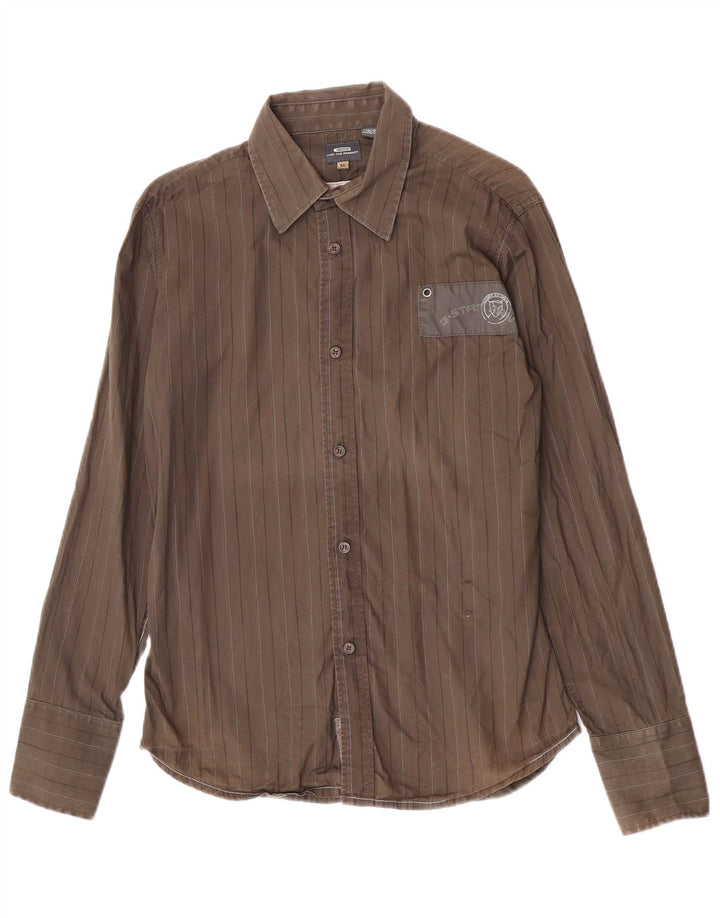 Camisa G-Star Hombre De Algodón A Rayas Caqui Medio
