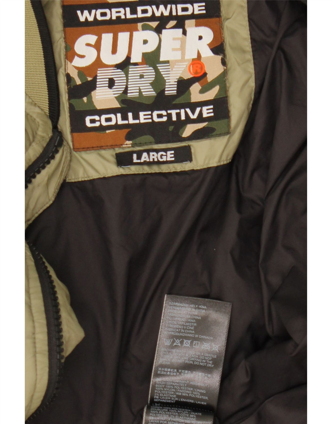 Superdry Chaqueta acolchada para hombre UK 40 Large Caqui Nylon