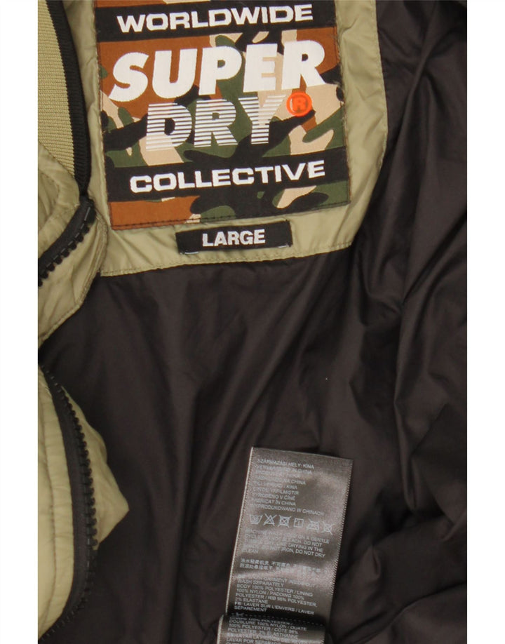 Superdry Chaqueta acolchada para hombre UK 40 Large Caqui Nylon