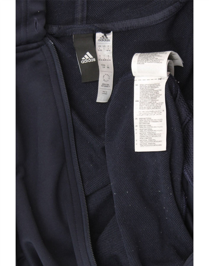 ADIDAS Sudadera con capucha y cremallera gráfica para mujer UK 40/40 Grande Azul marino