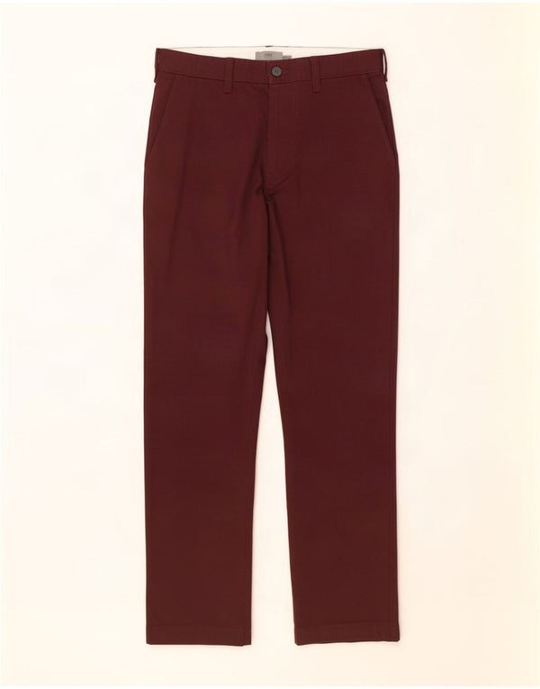 Marks & Spencer Mens Straight Chino Trousers W32 L29 Burgundy Cotton