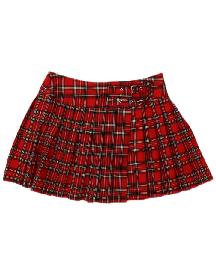 Banned Alternative Minifalda cruzada para mujer XL W34 Algodón a cuadros rojos