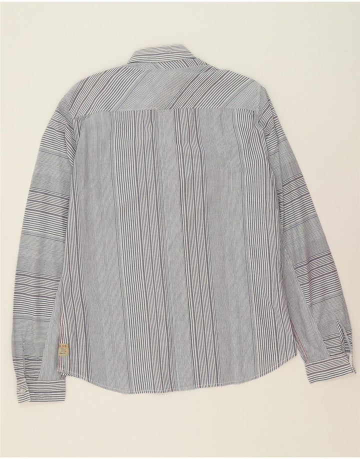 GUESS Mens Shirt Medium Blue Striped Cotton Vintage Guess and Second-Hand Guess from Messina Hembry 