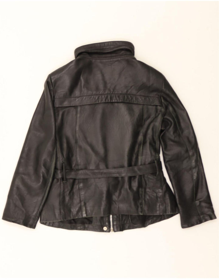 VINTAGE Womens Leather Jacket UK 14 Medium Black Leather Vintage Vintage and Second-Hand Vintage from Messina Hembry 