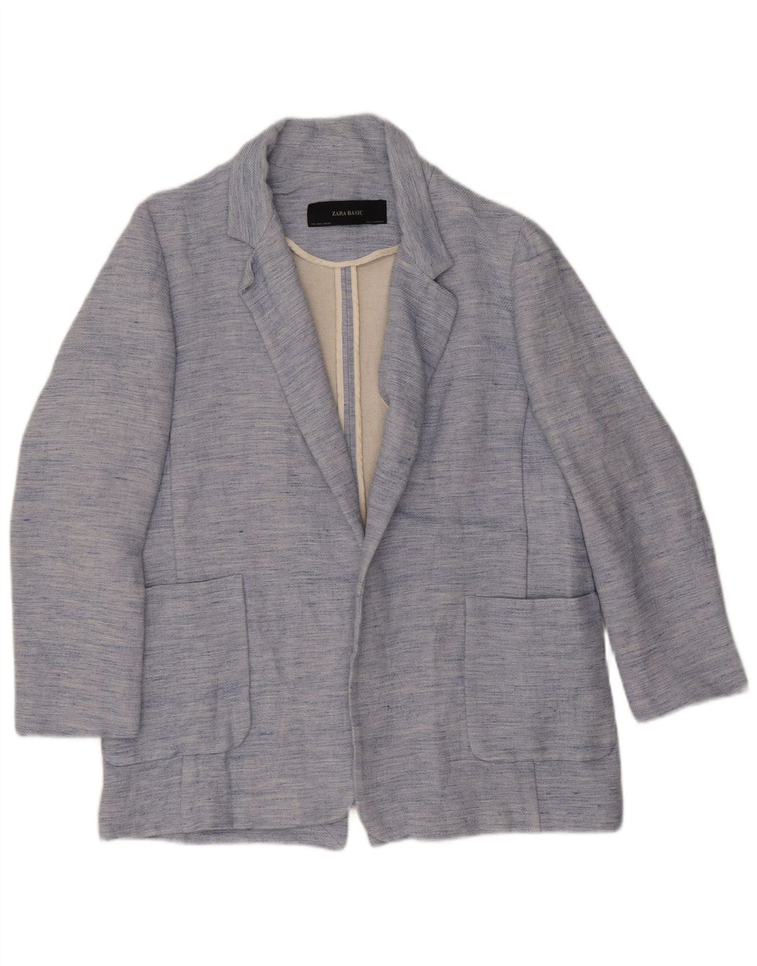 Zara Chaqueta tipo blazer abierta para mujer UK 44 Grande Acetato moteado azul