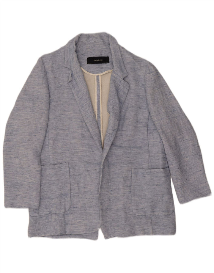 Zara Chaqueta tipo blazer abierta para mujer UK 44 Grande Acetato moteado azul