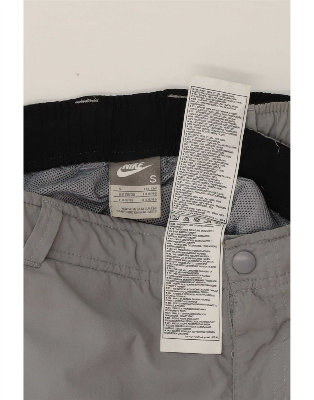 Nike - Pantalones cortos tipo cargo para hombre, talla pequeña, W30, poliéster gris