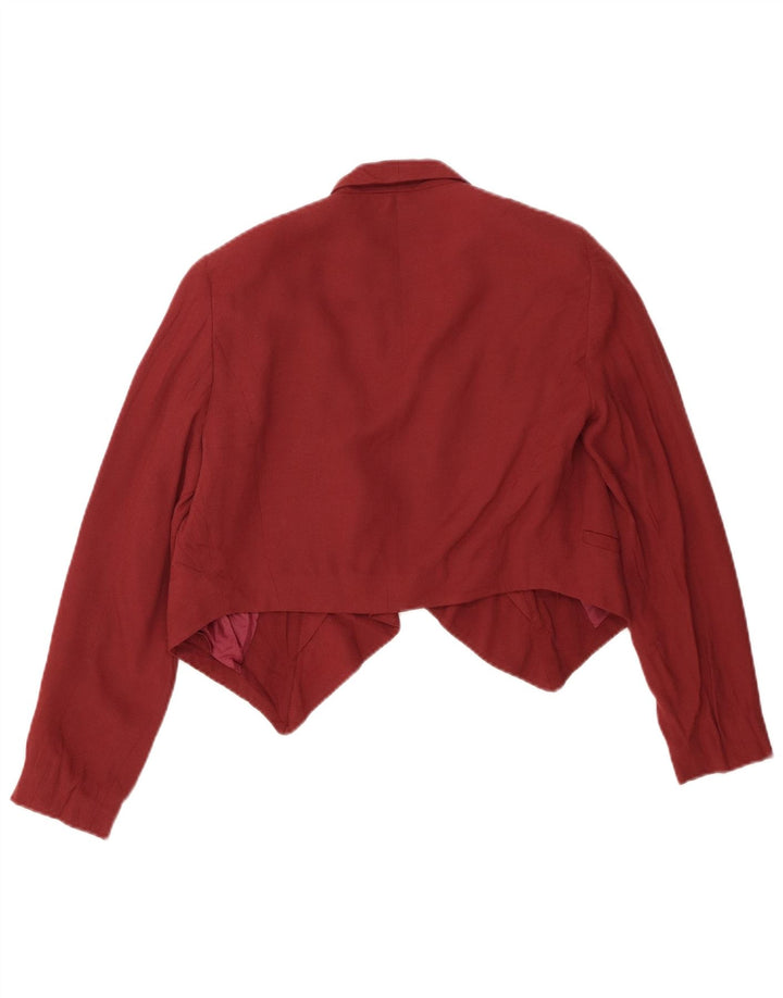 Topshop Chaqueta tipo blazer abierta corta para mujer UK 8 Small Granate Viscosa