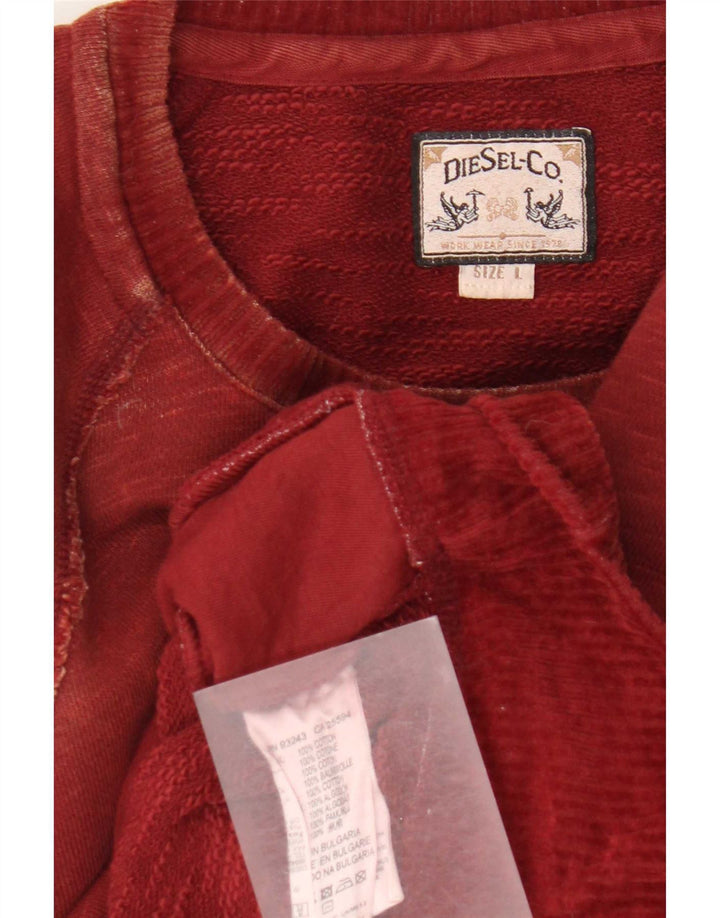 Diesel Hombre Sudadera Jumper Large Borgoña Algodón