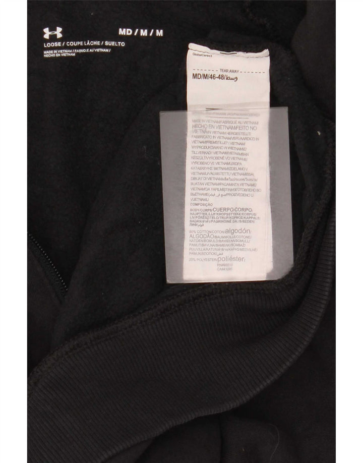 Under Armour Sudadera con capucha y cremallera para hombre, talla mediana, algodón negro
