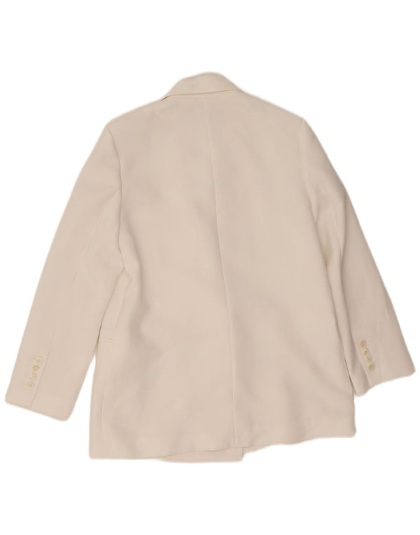 Zara Chaqueta Blazer De Doble Botonadura Para Mujer UK 44 Poliéster Blanco Mediano