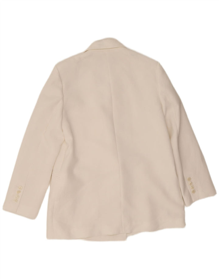 Zara Chaqueta Blazer De Doble Botonadura Para Mujer UK 44 Poliéster Blanco Mediano