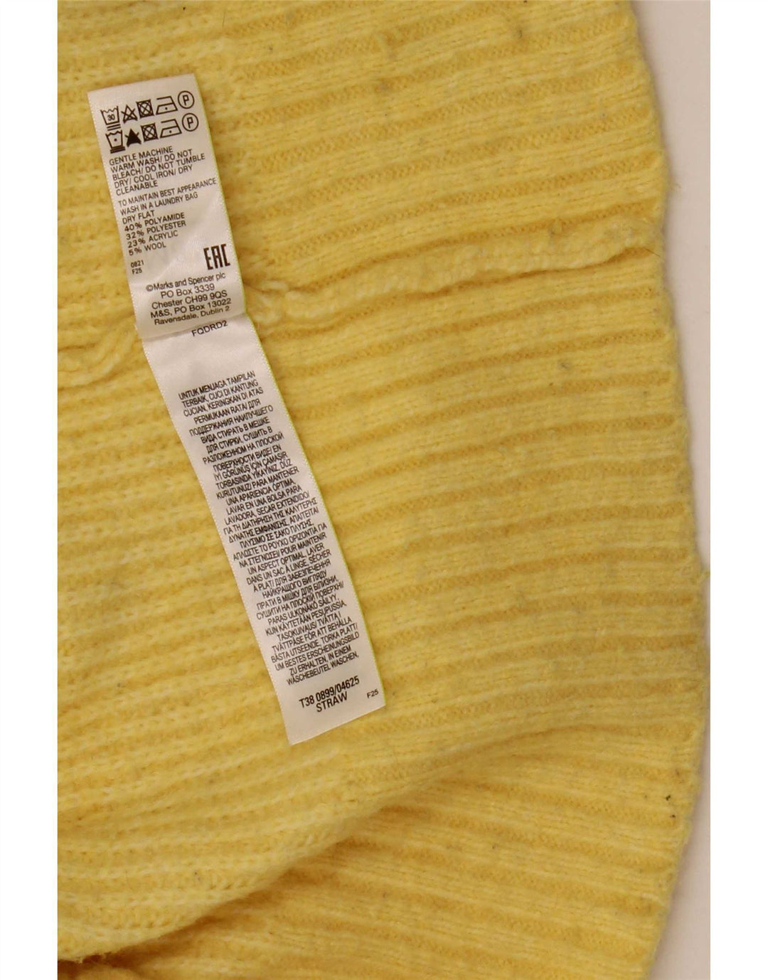 Marks & Spencer Suéter con Cuello Alto para Mujer UK 10 Small Yellow