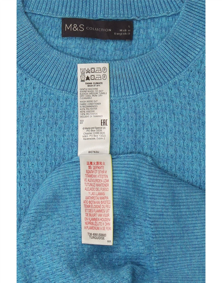 Marks & Spencer - Jersey de cuello redondo para hombre, talla grande, poliéster turquesa