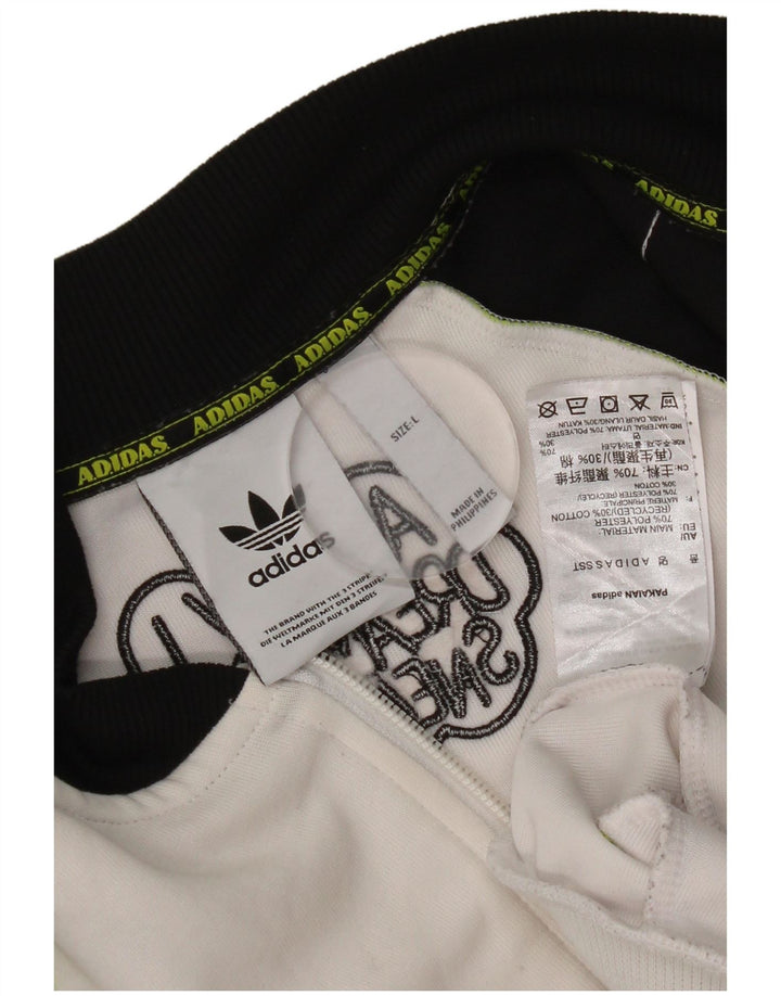 Adidas Hombre Chándal Top Chaqueta Grande Blanco Colorblock Poliéster