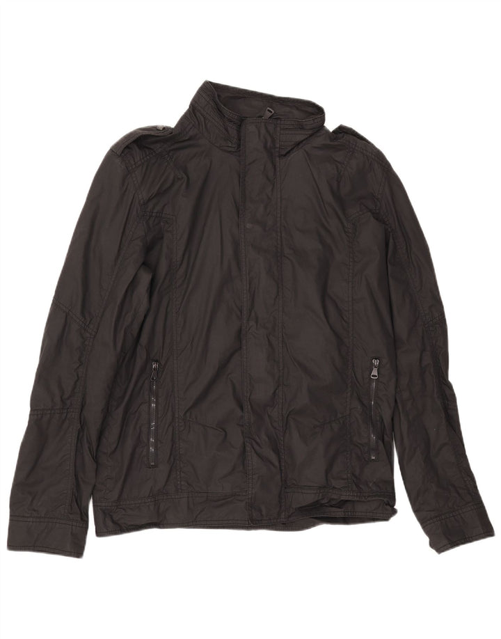 ZARA Chaqueta Militar Hombre ES 42 XL Algodón Negro