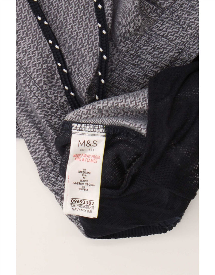 Marks & Spencer Pantalones cortos deportivos para hombre Algodón geométrico azul marino mediano