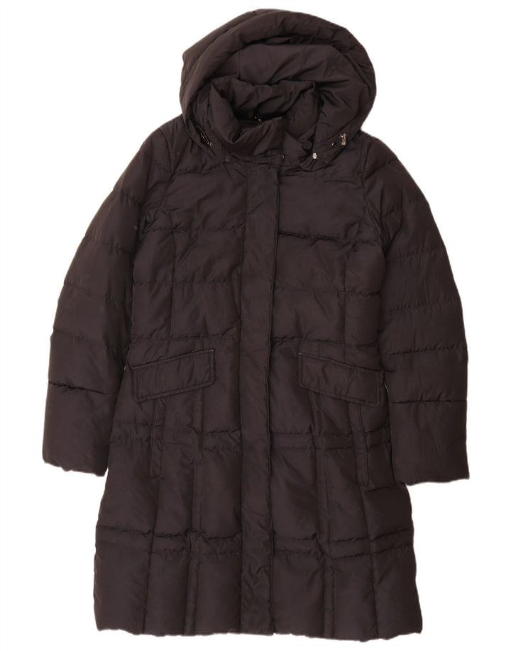 Geox Abrigo acolchado con capucha para mujer UK 40 Mediano Poliéster negro