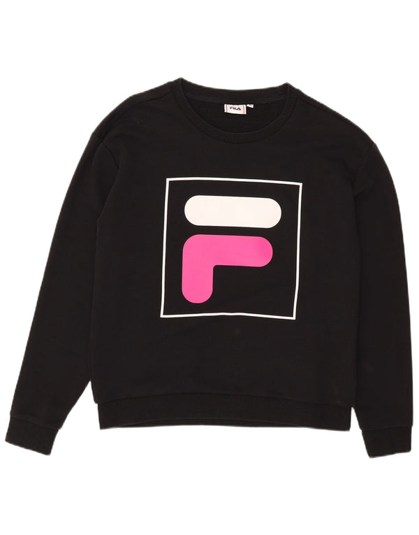 Fila - Sudadera gráfica para mujer, talla 40, algodón negro mediano