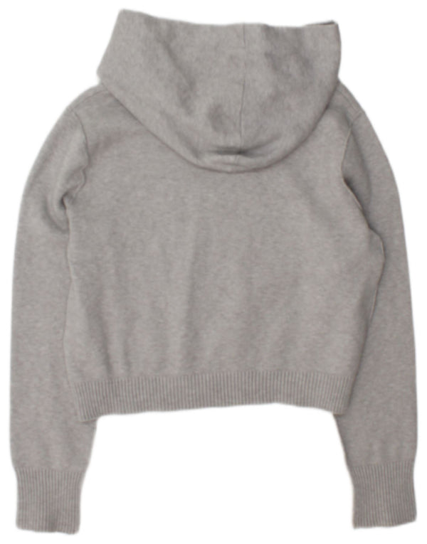 Zara Suéter Corto Con Capucha Para Mujer UK 44 Viscosa Gris Medio