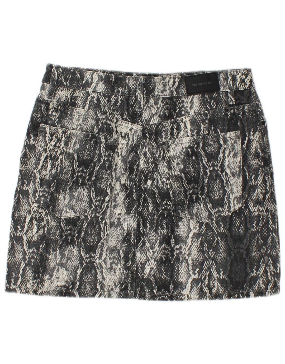 ZARA Mujer Mini Falda Mediana W30 Gris Animal Print Algodón