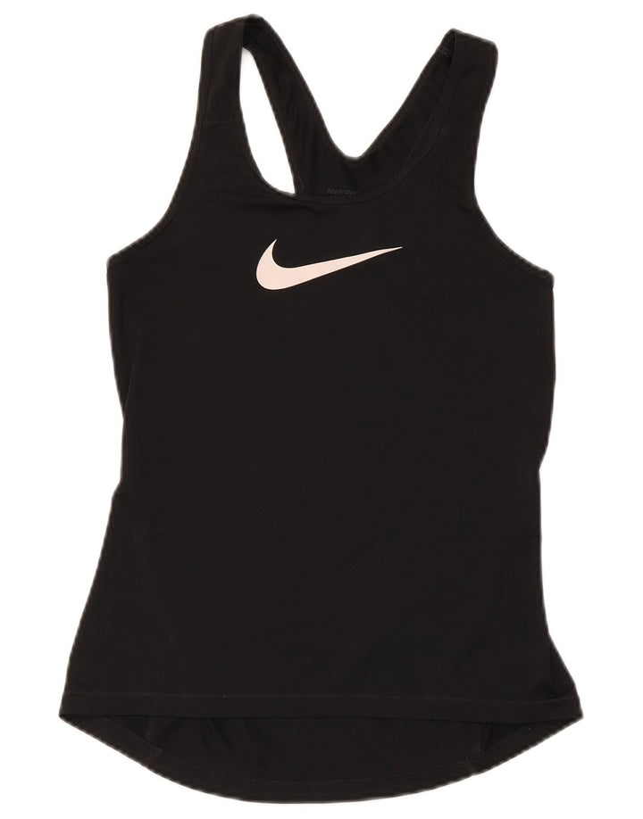 Nike Mujer Gráfico Chaleco Top UK 8 Pequeño Poliéster Negro