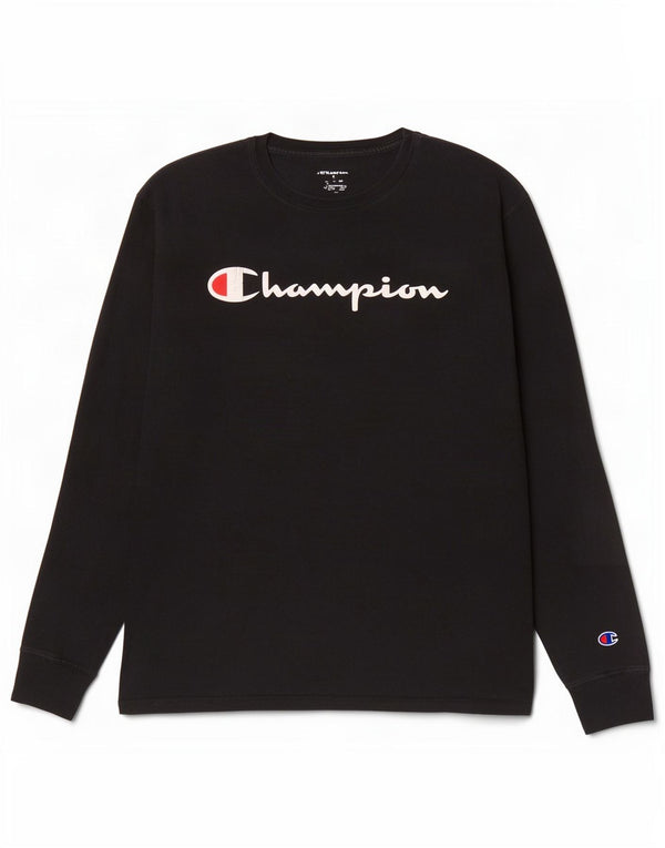 Champion Top Gráfico De Manga Larga Para Hombre Negro Mediano