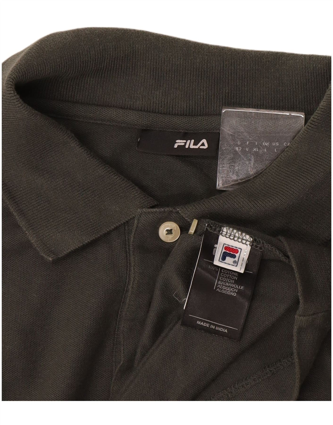 FILA Polo para hombre de algodón gris grande