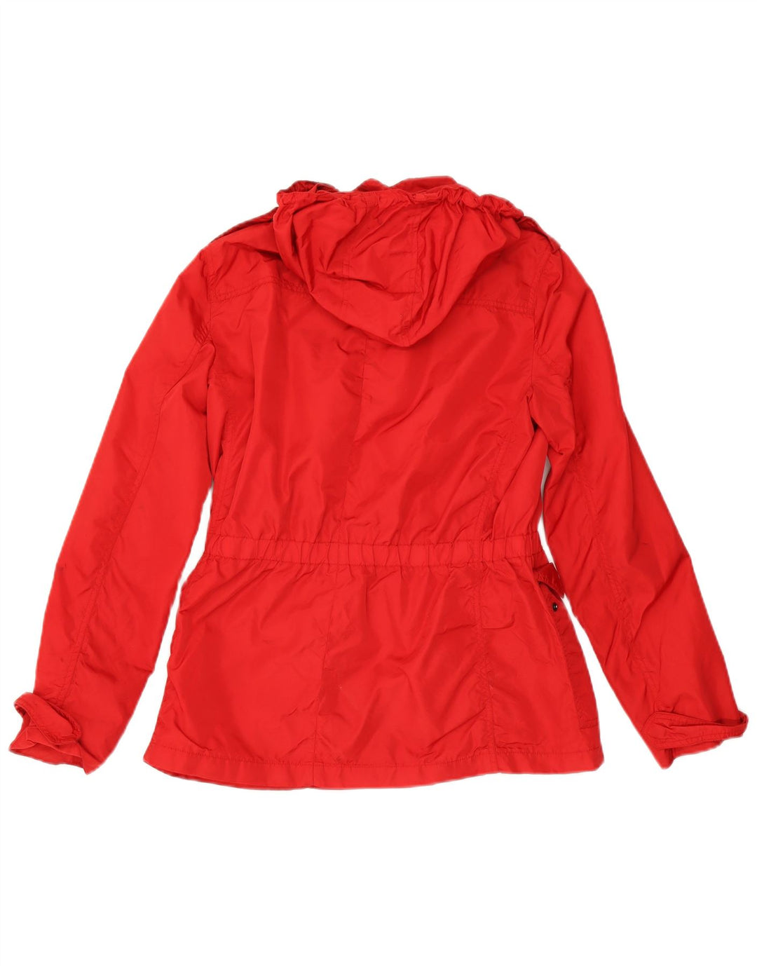 Zara Chaqueta de lluvia militar con capucha para mujer UK 44 Large Nylon rojo