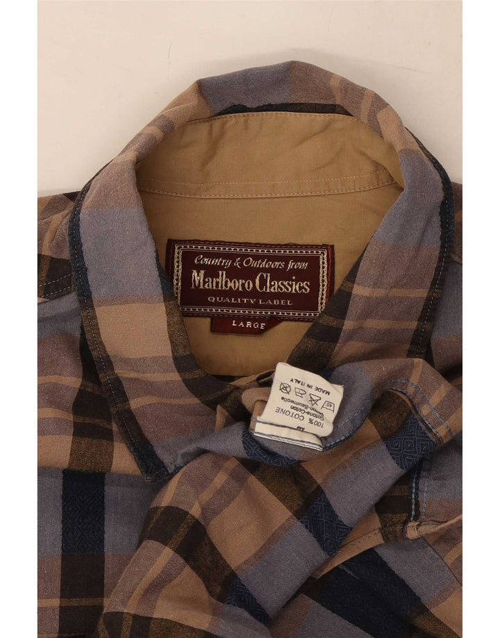 Camisa Marlboro Classics Hombre Grande Cuadros Multicolor Algodón