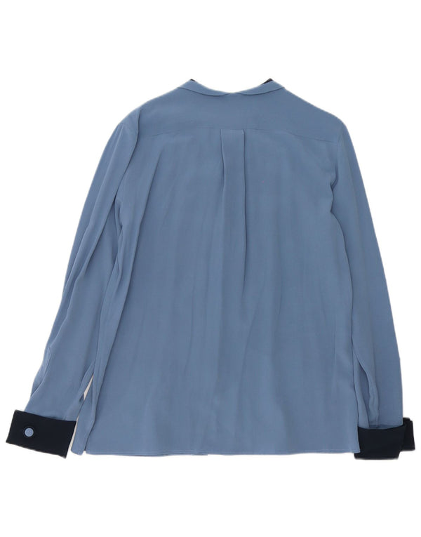 Blusa vintage para mujer IT 46 Bloque de color azul grande