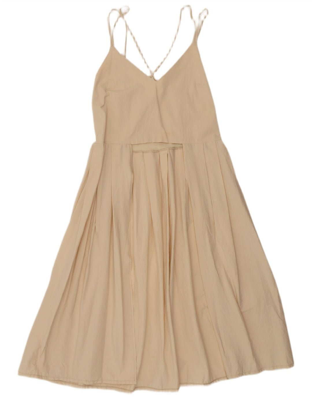 Zara Mujer Vestido De Verano UK 44 Medio Beige