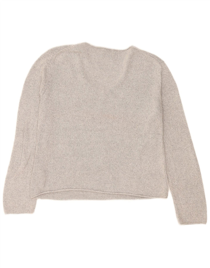 Massimo Dutti Jersey Mujer con Cuello en V UK 44 Algodón Moteado Gris Medio
