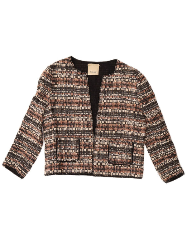 Pinko Chaqueta Bolero de Manga 3/4 para Mujer UK 40 Small Algodón Multicolor