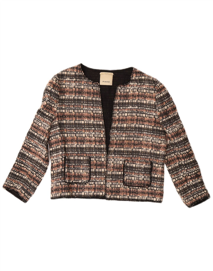 Pinko Chaqueta Bolero de Manga 3/4 para Mujer UK 40 Small Algodón Multicolor