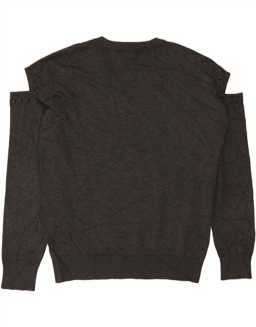 DKNY Womens V-Neck Jumper Sweater UK 14 Medium Grey Viscose Vintage Dkny and Second-Hand Dkny from Messina Hembry 